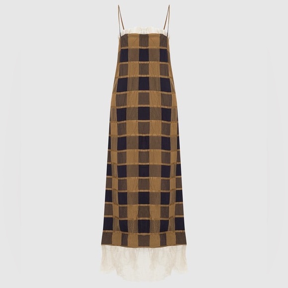 KHAITE Susanna ruffle check dress size 8 - Picture 2 of 10